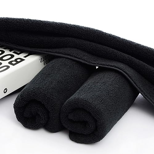 JININQ Premium Black Hand Towels 100% Cotton 700 GSM 14 x 29 inches (2-Pack) - Image 2