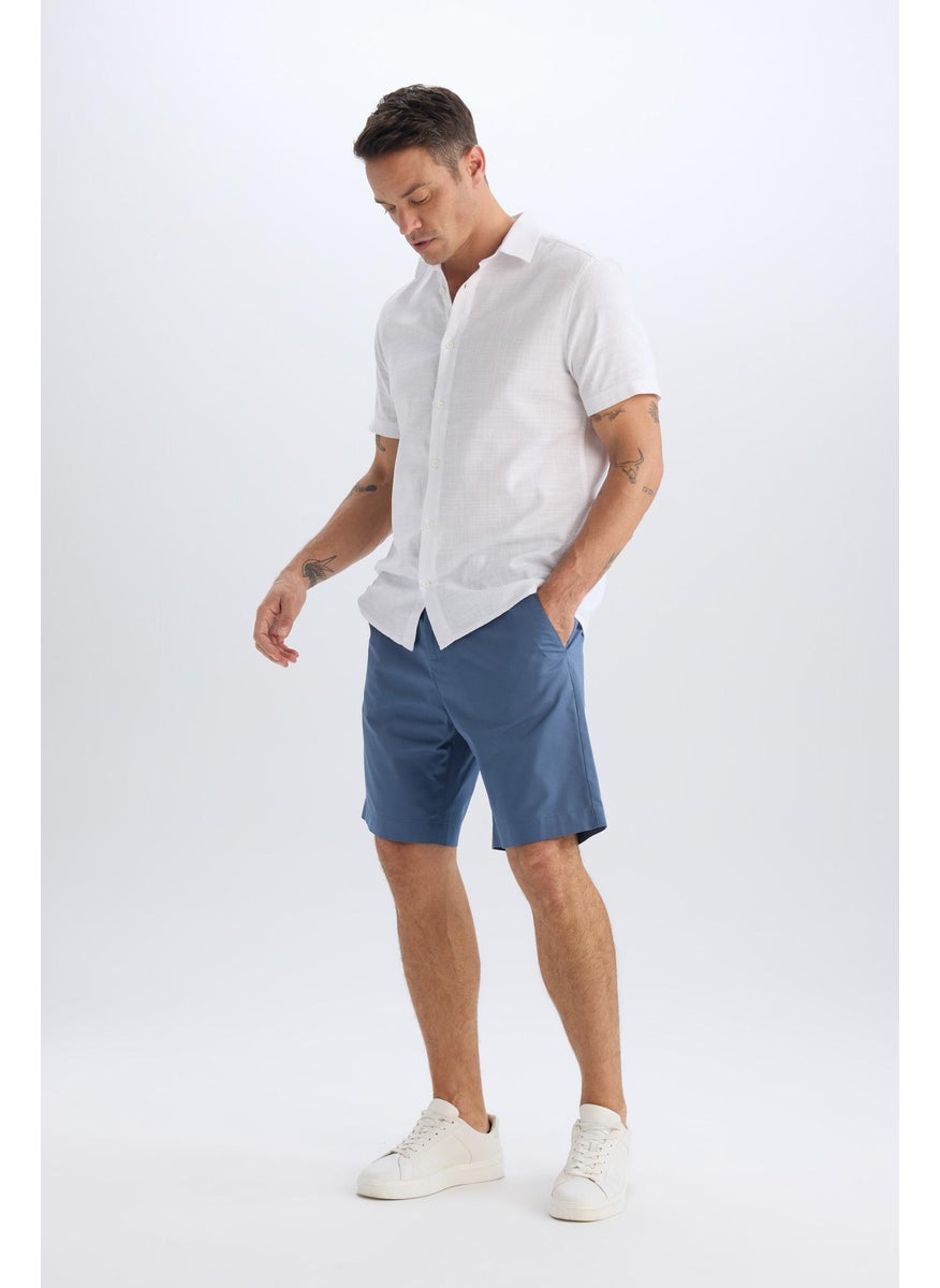 Man Regular Fit Gabardine Bermuda