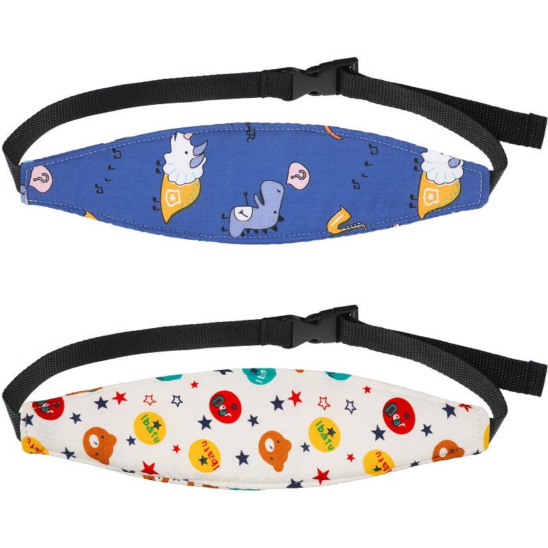 HESTYA 2 Pieces Baby Carseat Head Support Band Strap Headrest Stroller Seat Sleeping Headrest Neck Relief Head Strap Headband for Kids Children Toddler InfantDinosaur and Bear