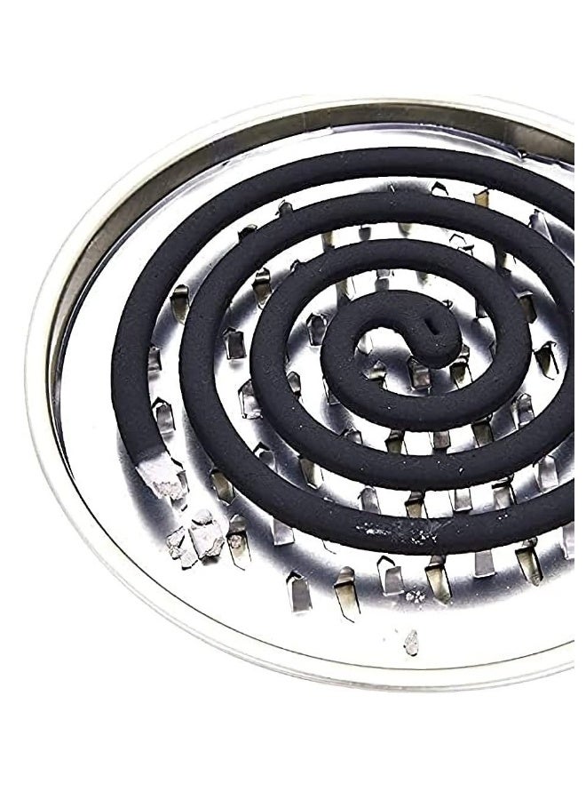 Mosquito Coil Holder with Cover Coil Incense Burner with Cover Metal Mosquito Sandalwood Tin for Home and Outdoor(4 PCS)