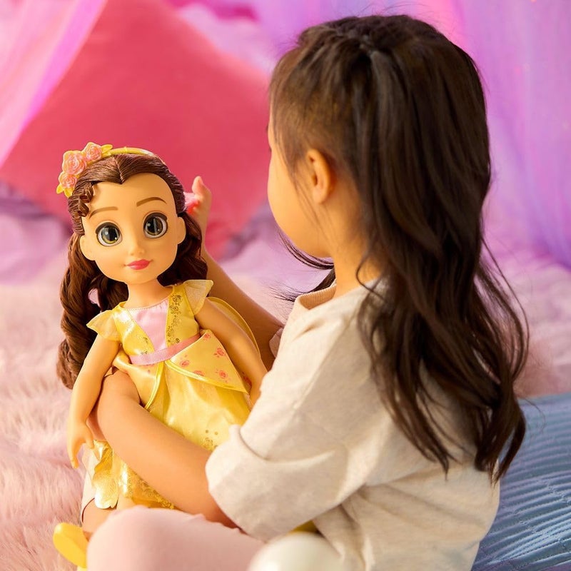ديزني ستور DISNEY STORE Official Belle Once Upon a Story Doll - 16 Inch Disney Princess Toys Featuring Reflective Eyes with 3D Pupil and Iris, Detailed Costume, Hair Comb & Shoes - Comes in Display Box - Image 1