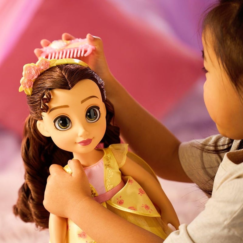 ديزني ستور DISNEY STORE Official Belle Once Upon a Story Doll - 16 Inch Disney Princess Toys Featuring Reflective Eyes with 3D Pupil and Iris, Detailed Costume, Hair Comb & Shoes - Comes in Display Box - Image 2