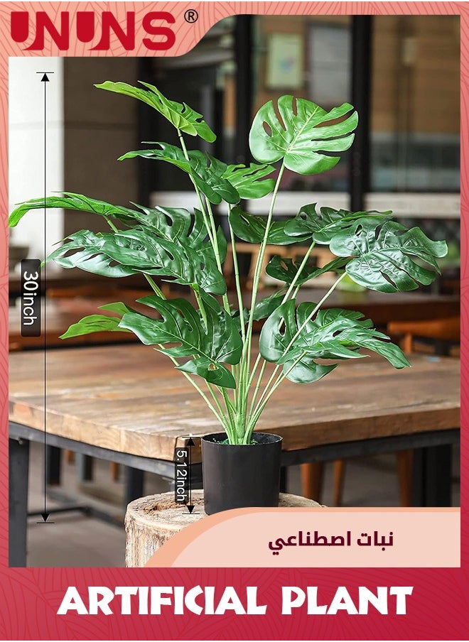 UNUNS Floor Faux Plants,30" Fake Plants,Fake Tropical Palm Tree With Greenery Leaves Stems,Indoor Tall For Home Office Living Room Decor  - Image 2
