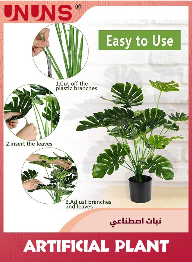 UNUNS Floor Faux Plants,30" Fake Plants,Fake Tropical Palm Tree With Greenery Leaves Stems,Indoor Tall For Home Office Living Room Decor  - Image 3