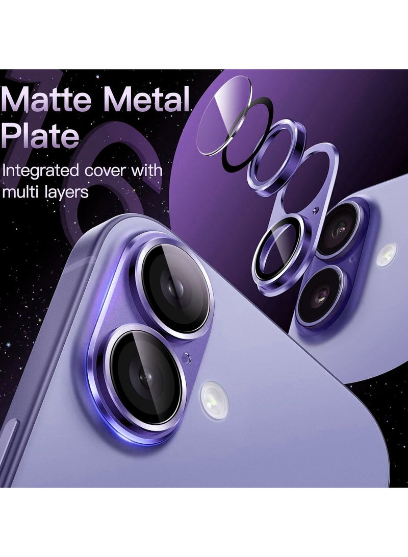 Compatible with iPhone 17 Camera Lens Protector, Anti-Scratch Tempered Glass Metal Camera Screen Protector Shockproof Full Protective Camera Lens Cover, Purple - Image 2