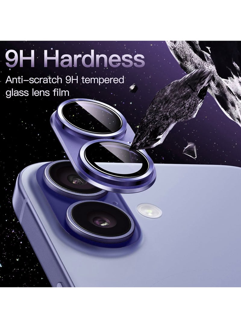 Compatible with iPhone 17 Camera Lens Protector, Anti-Scratch Tempered Glass Metal Camera Screen Protector Shockproof Full Protective Camera Lens Cover, Purple - Image 3