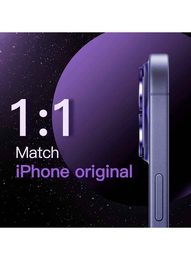 Compatible with iPhone 17 Camera Lens Protector, Anti-Scratch Tempered Glass Metal Camera Screen Protector Shockproof Full Protective Camera Lens Cover, Purple - Image 4