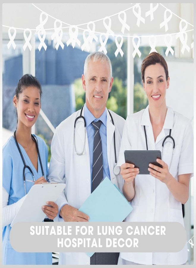 VitalCozy لافتة توعية من شريط VitalCozy، 10 قطع، بطول 13.1 قدم، إكليل من الشريط، ديكور للتوعية بالسرطان، ديكورات خالية من السرطان لفعاليات المجتمع والمجموعات وجمع التبرعات ومستلزمات الحفلات (أبيض) - Image 3