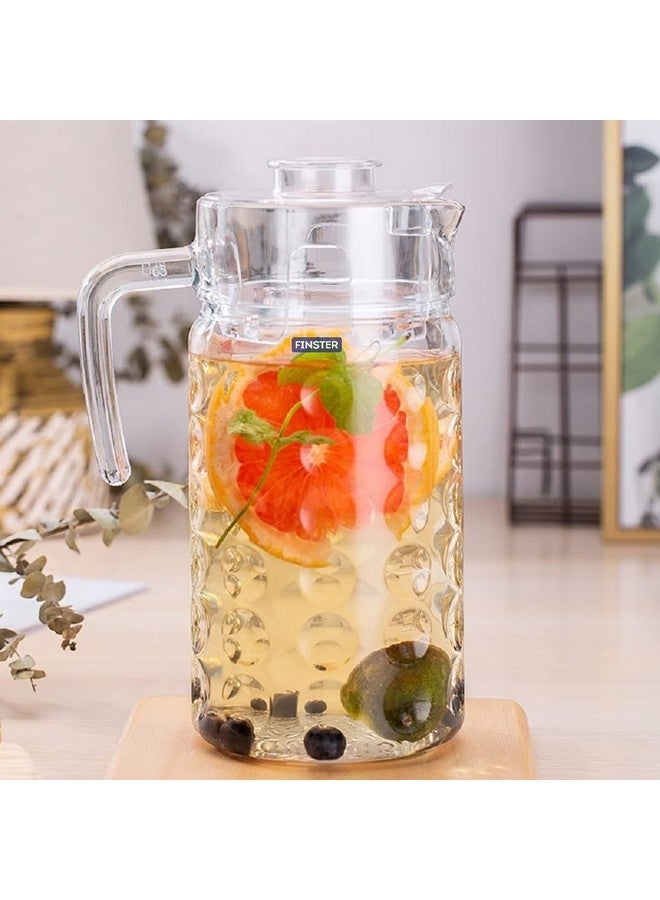 FINSTER Italian Premium Water Pitcher for Tableware Glass Jug Pitcher with Lid, 1800 ML - Iced Tea Pitcher Juice Jug, Hot Cold Water, Ice Tea, Wine, Milk and Juice Beverage Carafes - Image 4