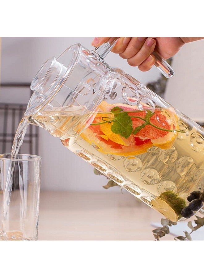 FINSTER Italian Premium Water Pitcher for Tableware Glass Jug Pitcher with Lid, 1800 ML - Iced Tea Pitcher Juice Jug, Hot Cold Water, Ice Tea, Wine, Milk and Juice Beverage Carafes - Image 2