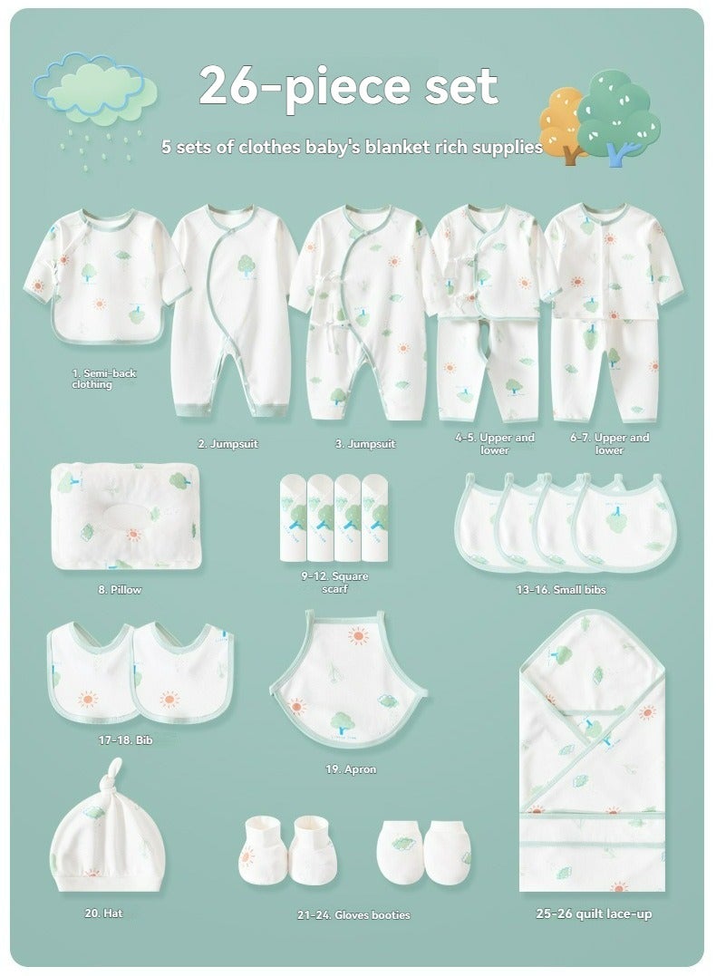 Dominy Baby Newborn Essentials Layette Gift Set with Box 26 Piece Girl Boys Gifts Premium Cotton Clothes Accessories Set Fits Newborn Baby Cuddle Strap Bib Gloves  - Image 5