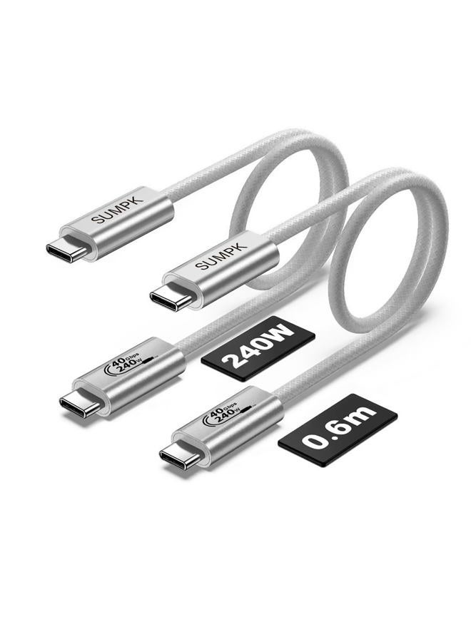 SUMPK 2FT USB 4 Cable, 240W Short C Cable Fast Charging, 40Gbps High Speed Data Transfer, 8K 60Hz Single and Dual 4K 60Hz Video Output Compatible with for iPhone 16/16 Pro/16 Plus/16 Pro Max - Image 1