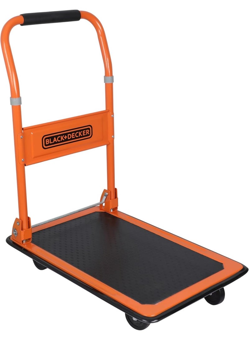 BLACK+DECKER Steel Platform Truck Trolley Transport Cart With Handle Orange & Black Hand Truck Max 80Kg Loading Capacity - Image 1