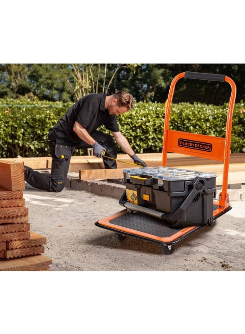 BLACK+DECKER Steel Platform Truck Trolley Transport Cart With Handle Orange & Black Hand Truck Max 80Kg Loading Capacity - Image 5