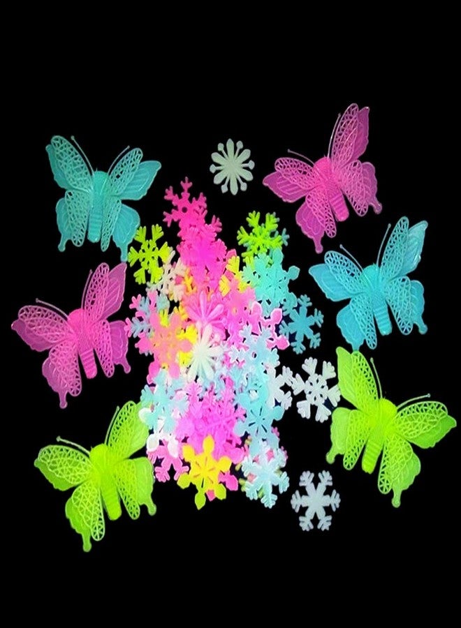 Kiddale 307 Pcs Glow in Dark Stars,Moon,Snowflake and Butterfly- Bright Multicolor Wall Stickers for Ceiling Decals-Bedroom Living Room Decor Kit for Kids Boys Girls - Image 4