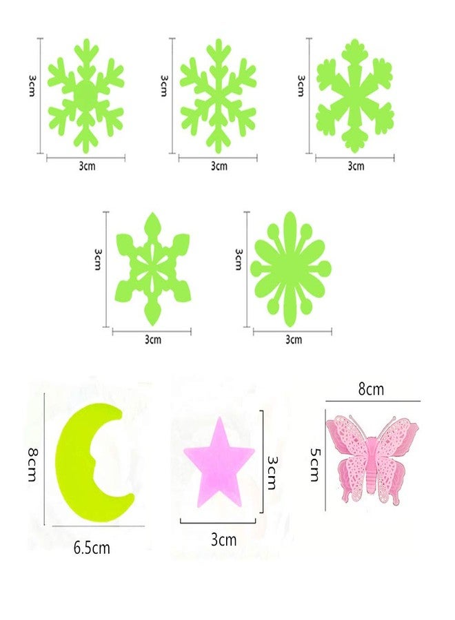Kiddale 307 Pcs Glow in Dark Stars,Moon,Snowflake and Butterfly- Bright Multicolor Wall Stickers for Ceiling Decals-Bedroom Living Room Decor Kit for Kids Boys Girls - Image 2
