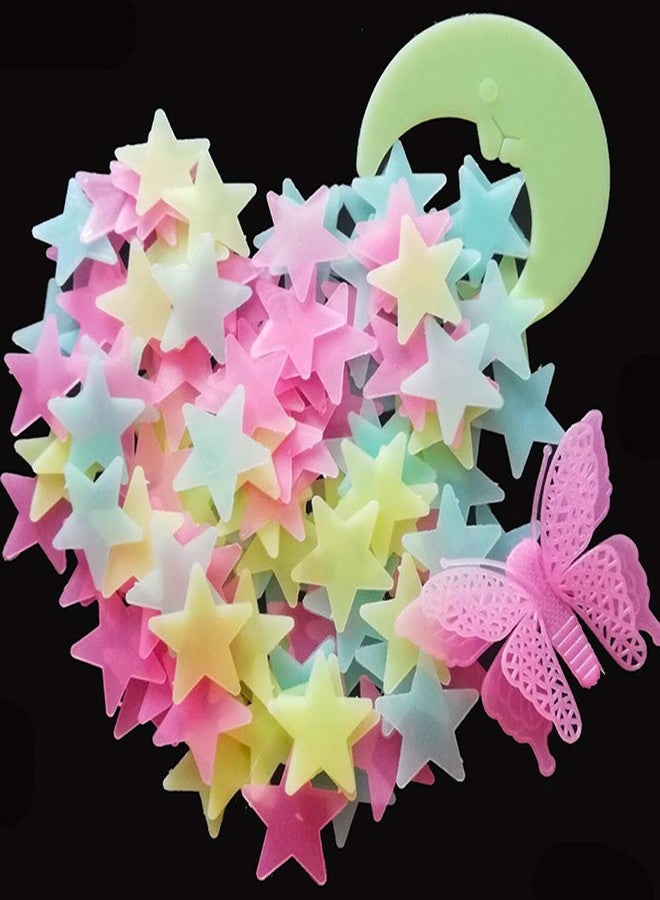 Kiddale 307 Pcs Glow in Dark Stars,Moon,Snowflake and Butterfly- Bright Multicolor Wall Stickers for Ceiling Decals-Bedroom Living Room Decor Kit for Kids Boys Girls - Image 5