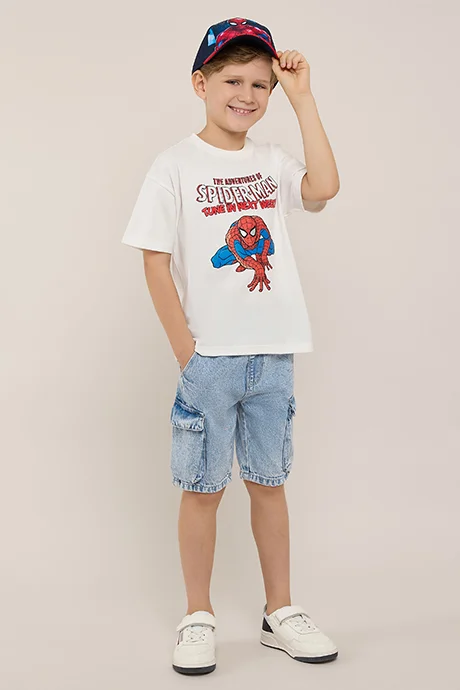 أر أند بي Washed Cargo Denim Shorts with Button Closure