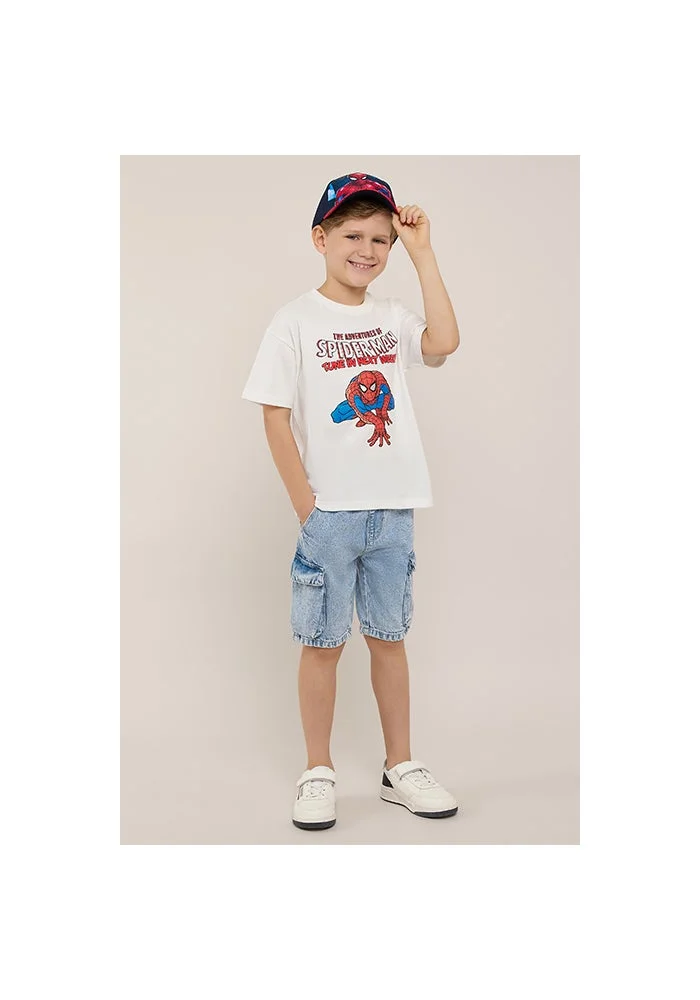 R&b Washed Cargo Denim Shorts with Button Closure
