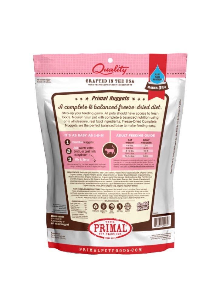 Primal Pet Foods Freeze Dried Cat Nuggets Beef With Salmon Complete And Balanced Meal 156g - Image 2