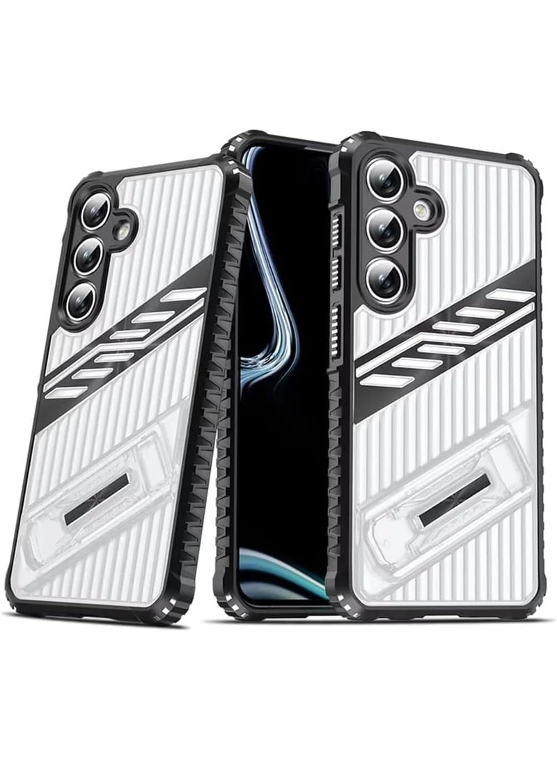 GOLDEN MASK Compatible With Samsung Galaxy A56/A36 Lince case with stand (Transparent & Black)