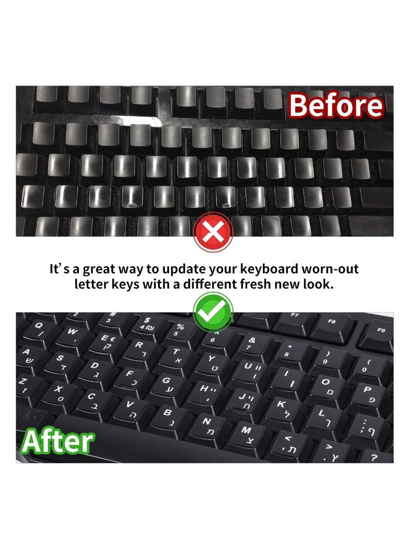 Meetion ملصقات تخطيط لوحة المفاتيح العربية، عبوة 2 غطاء بديل عالمي للوحة المفاتيح لأجهزة الكمبيوتر المحمولة والمكتبية، خلفية بيضاء وحروف سوداء - Image 4