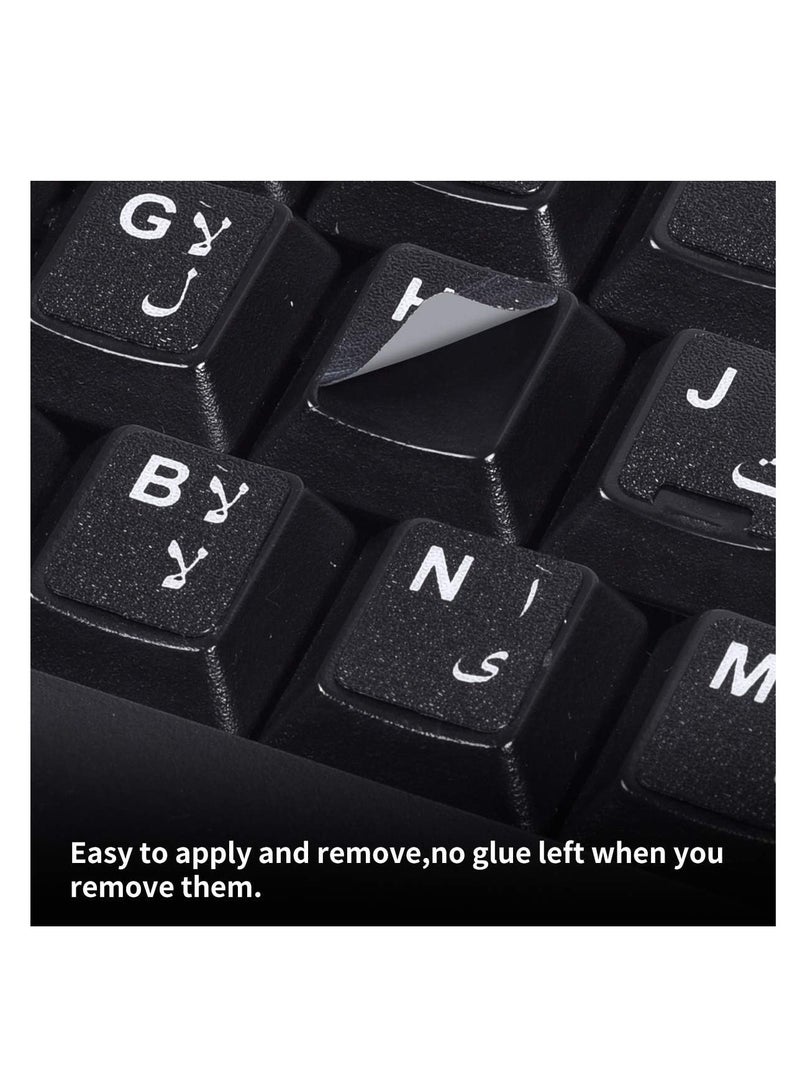 Meetion ملصقات تخطيط لوحة المفاتيح العربية، عبوة 2 غطاء بديل عالمي للوحة المفاتيح لأجهزة الكمبيوتر المحمولة والمكتبية، خلفية بيضاء وحروف سوداء - Image 5