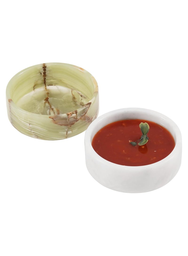 RADICALn Marble Sauce Cups 3.5'' Inches Green and White Handmade Dipping Sauce Cups Ideal Ramekins Soy Sauce Dish Dipping Bowls & Sauce Bowls for Dinnerware & Accesories  - Image 1