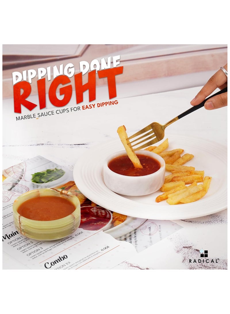 RADICALn Marble Sauce Cups 3.5'' Inches Green and White Handmade Dipping Sauce Cups Ideal Ramekins Soy Sauce Dish Dipping Bowls & Sauce Bowls for Dinnerware & Accesories  - Image 4