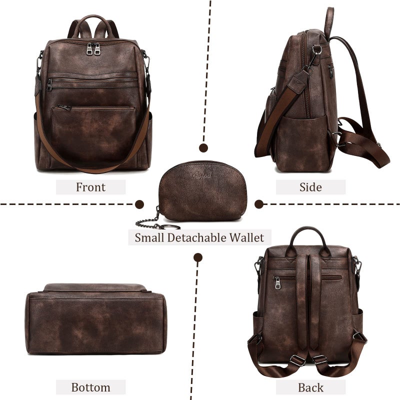 AGLOD Leather Backpack Purse for Women Designer Ladies Shoulder Bag Fashion Faux Work Travel Handbags - Image 5