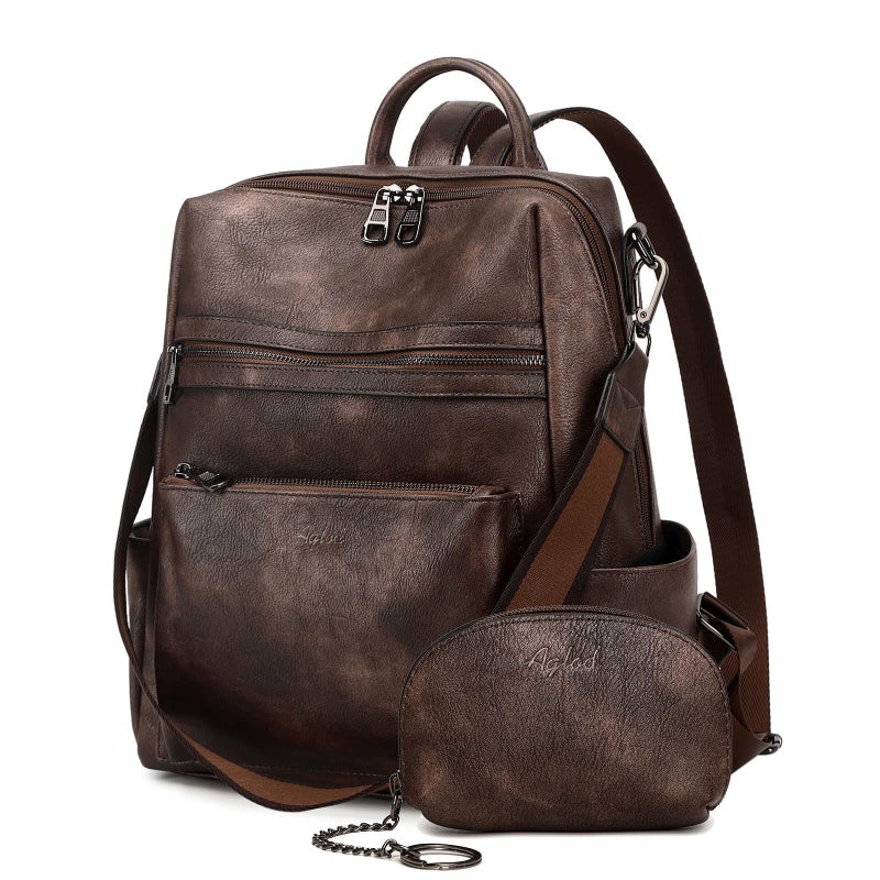 AGLOD Leather Backpack Purse for Women Designer Ladies Shoulder Bag Fashion Faux Work Travel Handbags - Image 1