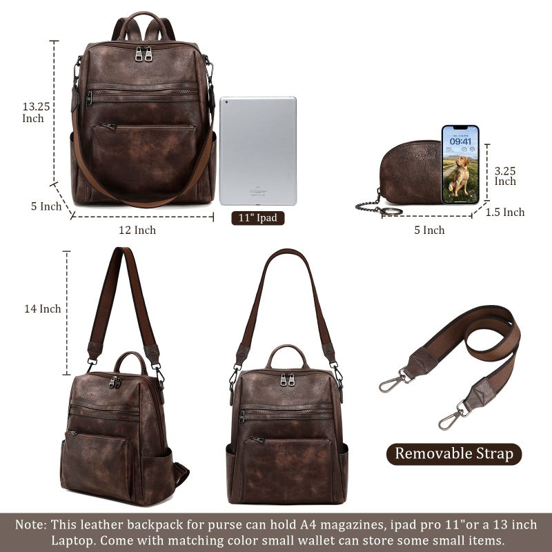 AGLOD Leather Backpack Purse for Women Designer Ladies Shoulder Bag Fashion Faux Work Travel Handbags - Image 4