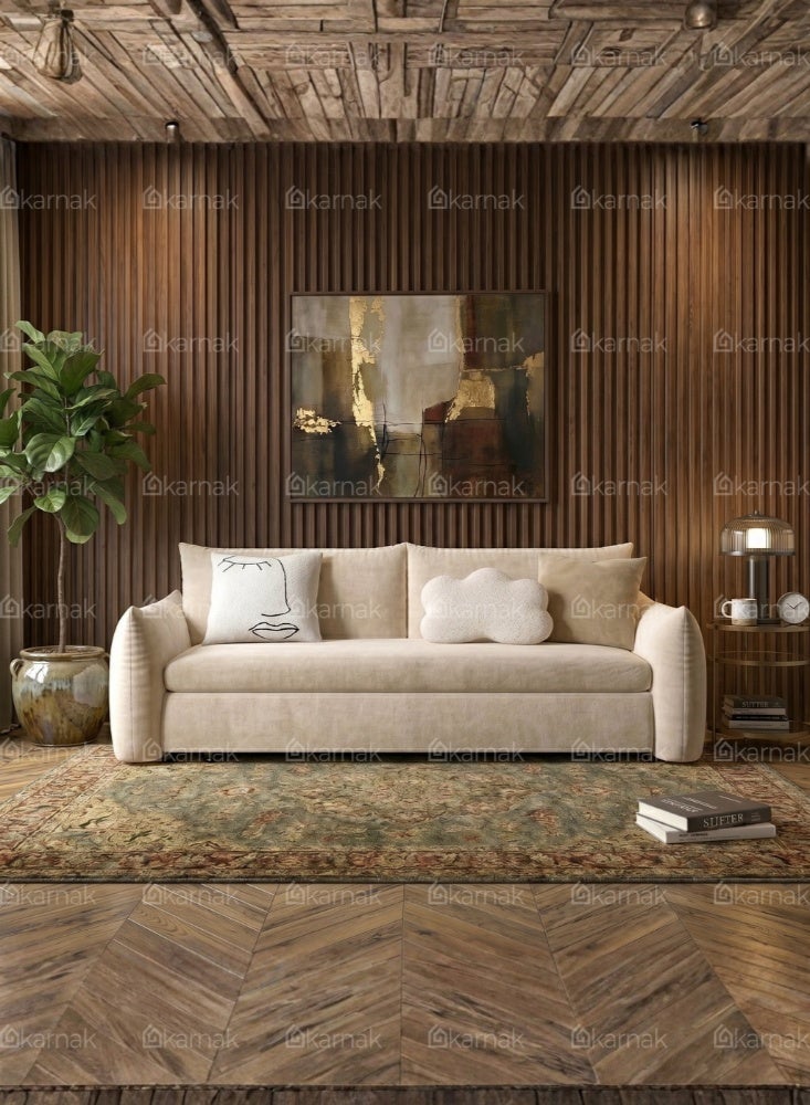 KARNAK Zerimo L Shape Sofa Bed with Storage Beige - Image 4