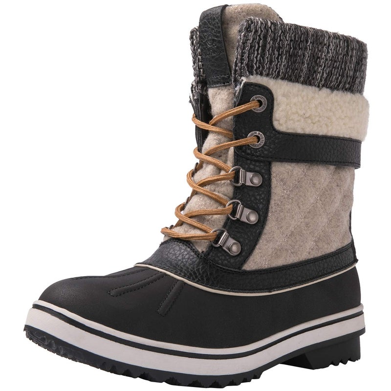 GLOBALWIN Snow Boots For Women Black/Beige Women's Winter Boots 6.5M - Image 1
