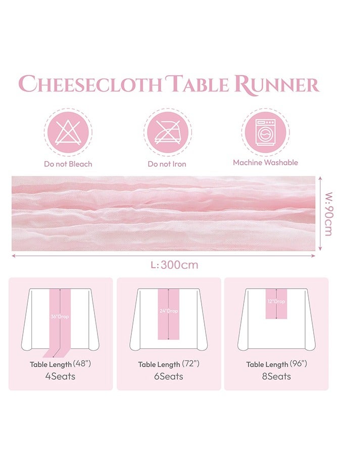 Fasola Cheesecloth Table Runner Light Pink 300x90 cm Boho Rustic Farmhouse Decor Gauze Fabric Versatile for Weddings Home Daily Use - Image 2