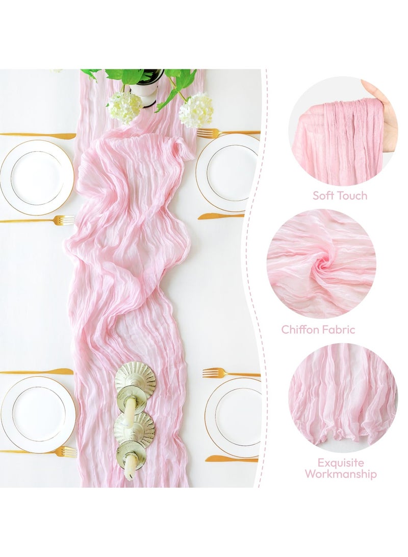Fasola Cheesecloth Table Runner Light Pink 300x90 cm Boho Rustic Farmhouse Decor Gauze Fabric Versatile for Weddings Home Daily Use - Image 3