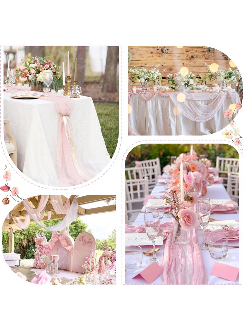 Fasola Cheesecloth Table Runner Light Pink 300x90 cm Boho Rustic Farmhouse Decor Gauze Fabric Versatile for Weddings Home Daily Use - Image 5