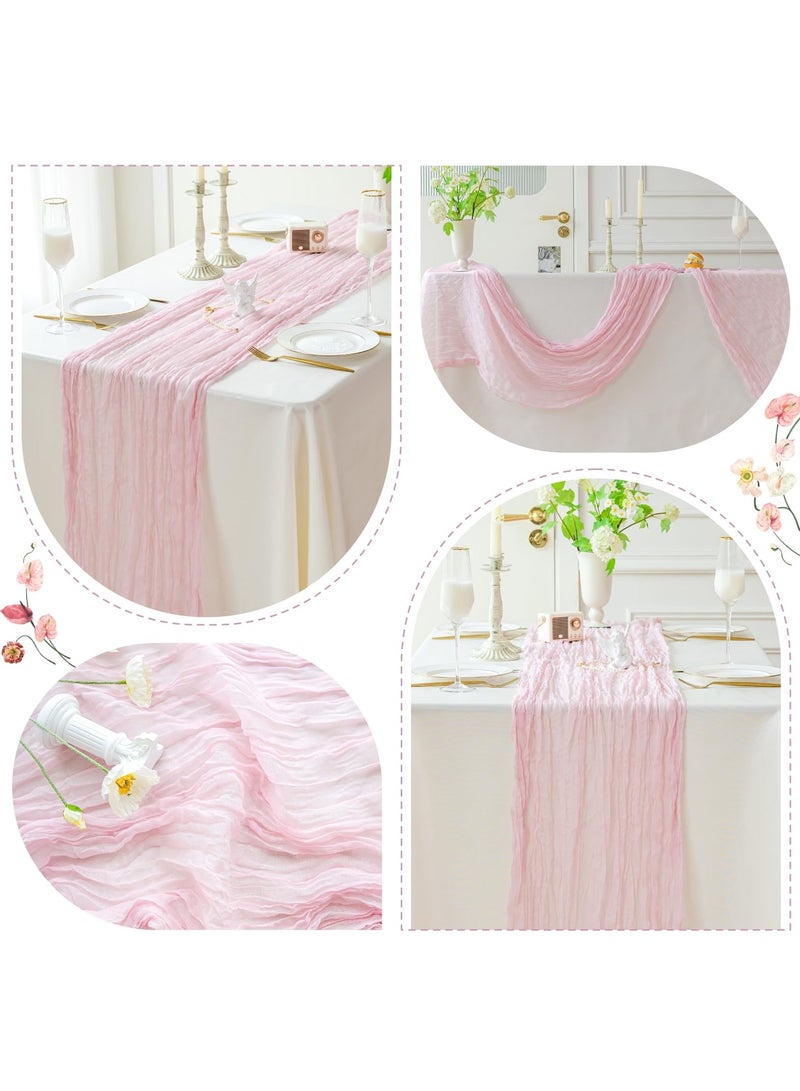 Fasola Cheesecloth Table Runner Light Pink 300x90 cm Boho Rustic Farmhouse Decor Gauze Fabric Versatile for Weddings Home Daily Use - Image 4