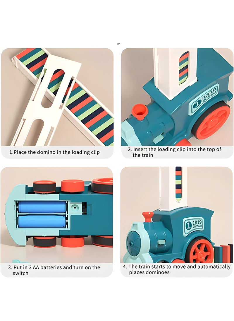 MAGIC VAULT Noaideoi Domino Train Toy Set for Kids | 60 Pcs Automatic Dominoes Blocks Building and Stacking Toys Creative Kids Games Early Education  - Image 4