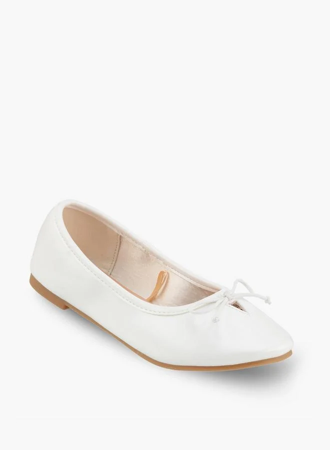 Little Missy Girls Bow Accent Ballerina Shoes