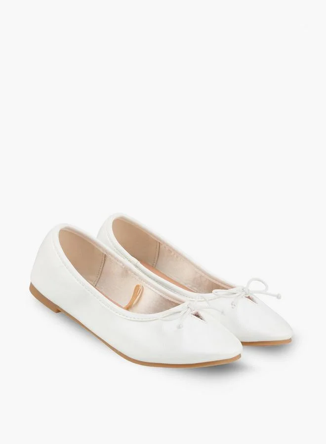 Little Missy Girls Bow Accent Ballerina Shoes
