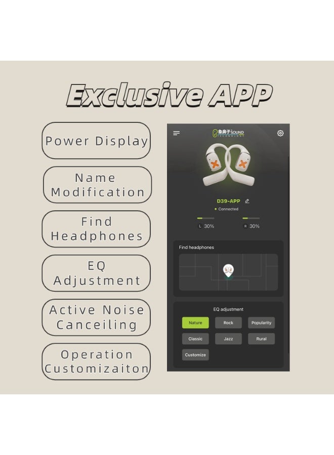 Open-Ear Bluetooth Earphones with Secure Fit, IP67 Waterproof Rating, Long Battery Life and APP Control - Image 4