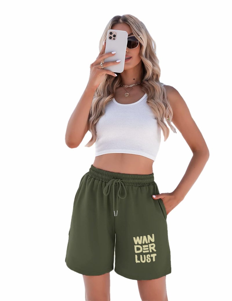 hotfits Women's Green Casual Summer Shorts Athletic Gym Shorts Relaxed Fit Running Jogger Shorts with Pockets -S - Image 2