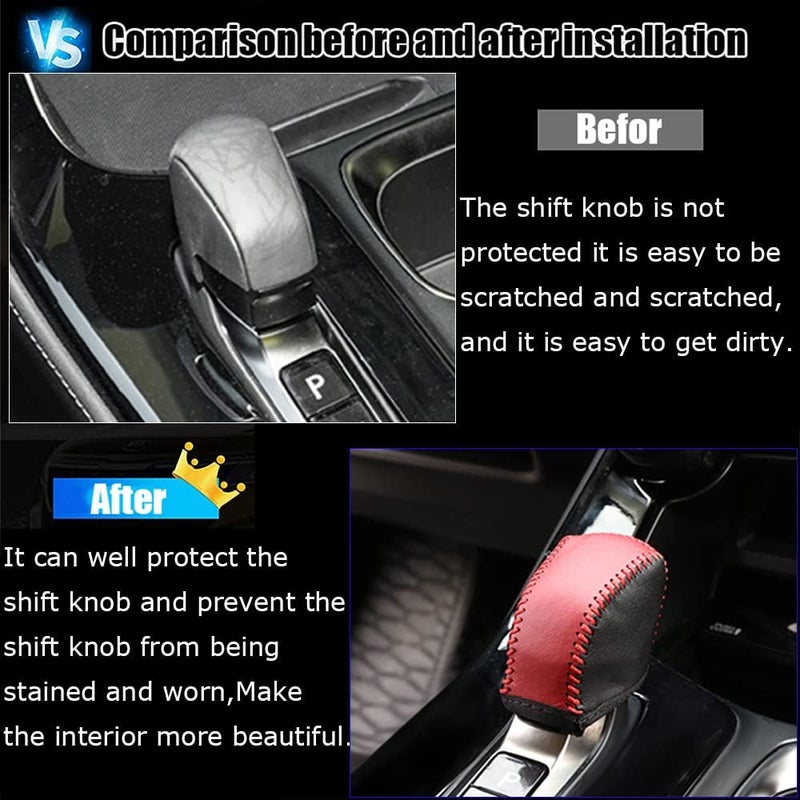 Kakash Custom Interior Accessories for Lexus NX2022-2026 RX 2023-2026 UX LX RZ 2023-2026 TX 2024-2026 Leather Automatic Gear Shift Knob Cover,Transimission Boots Shift Lever Sheath(Black Stitches) - Image 3