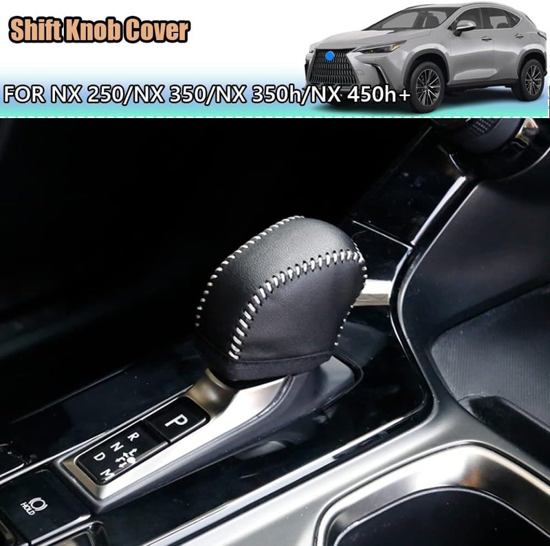 Kakash Custom Interior Accessories for Lexus NX2022-2026 RX 2023-2026 UX LX RZ 2023-2026 TX 2024-2026 Leather Automatic Gear Shift Knob Cover,Transimission Boots Shift Lever Sheath(Black Stitches) - Image 2