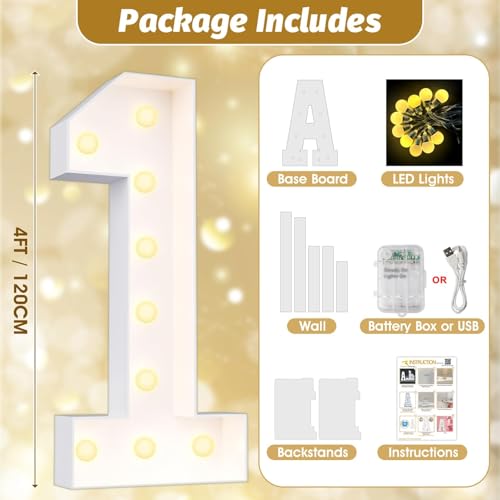 Ledido 4FT Marquee Light Up Numbers 60, Marquee Numbers 4 Feet Tall for Birthday, Anniversary,Graduation Party Decorations,Big 60th Birthday Number for Party Decor,Warm White Large Lighted Number 60 - Image 2