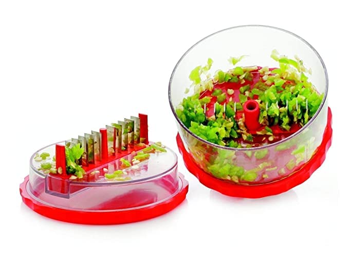 Radhe Krishna Plastic Multi Crusher for Garlic Chilly Ginger Dry Fruits Chopper with Stainless Steel Blades Medium Multicolour - Image 5