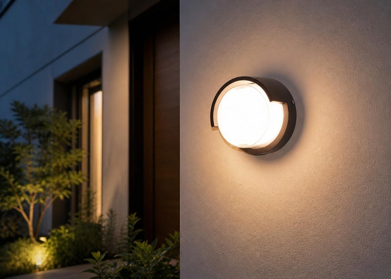 FILLISKA Acrylic LED Wall Light, 12 Watt, Indoor/Outdoor, Warm White, IP-65 Rated (Black Round-919) - Image 1