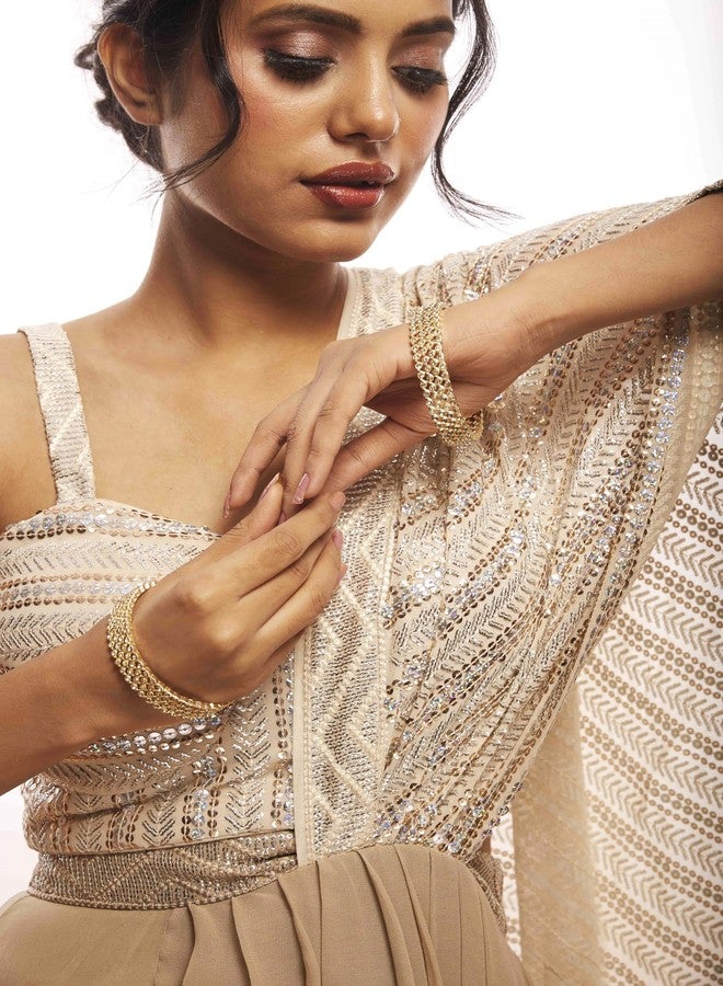 NMII Fancy Metal Bangles Kada Set For Women & Girls with Zircon Diamond Stone | Gold Plated Bangles | Gold Bangles | Women Kada Gold | Bangles For Girls | Golden Bangles-(MAH112-Gold-2.6) - Image 2