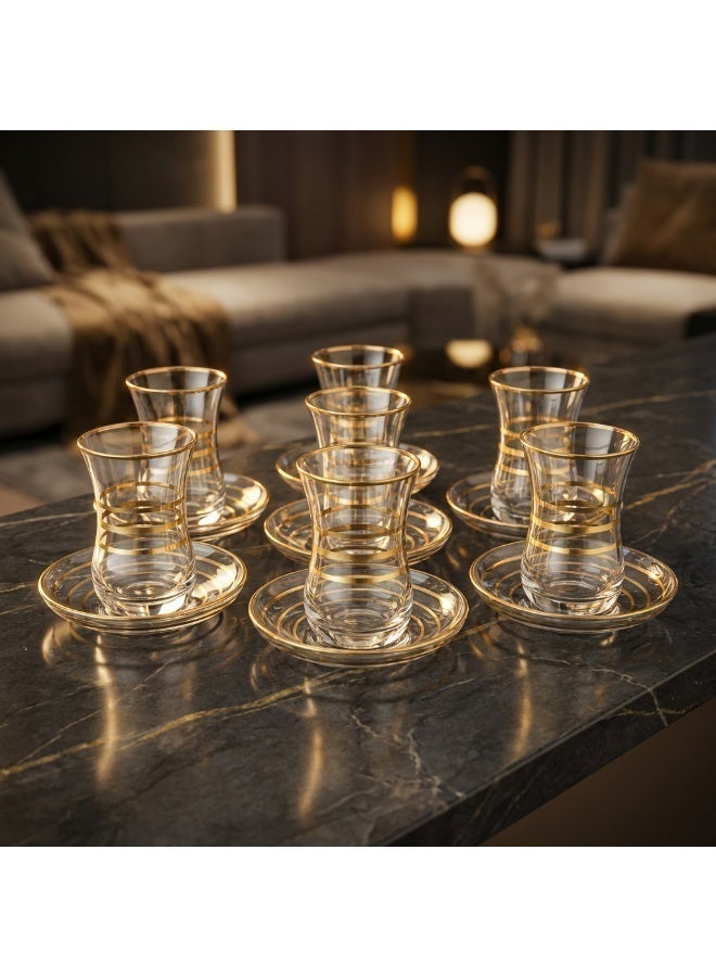 Acar Luxury Turkish Tea Glass Set with Elegant Gold Details – 6 Pieces | Made in Turkey - Image 3